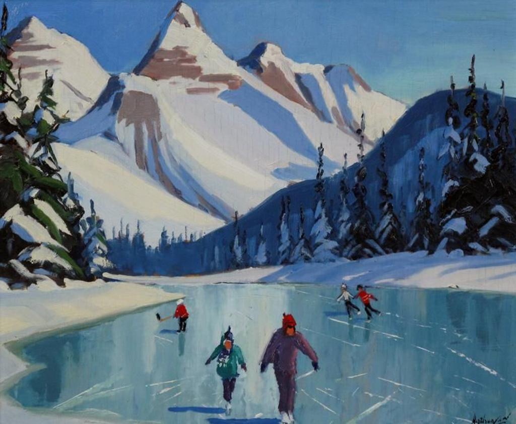 Charles Anthony Francis Law (1916-1996) - Grand-Children Skating In The Rockies; 1994