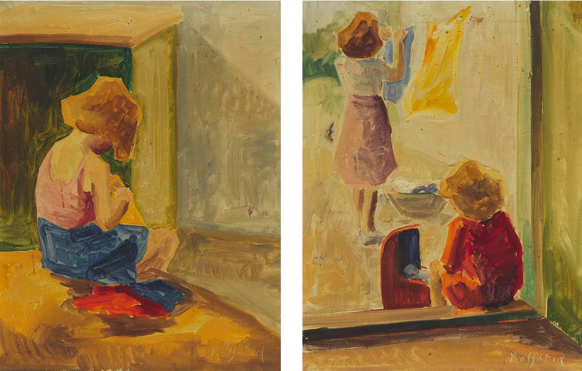 Bernhardt Daniel Rolfsted (1905) - Watching Mother On Laundry Day; Changing Clothes, Circa 1940s