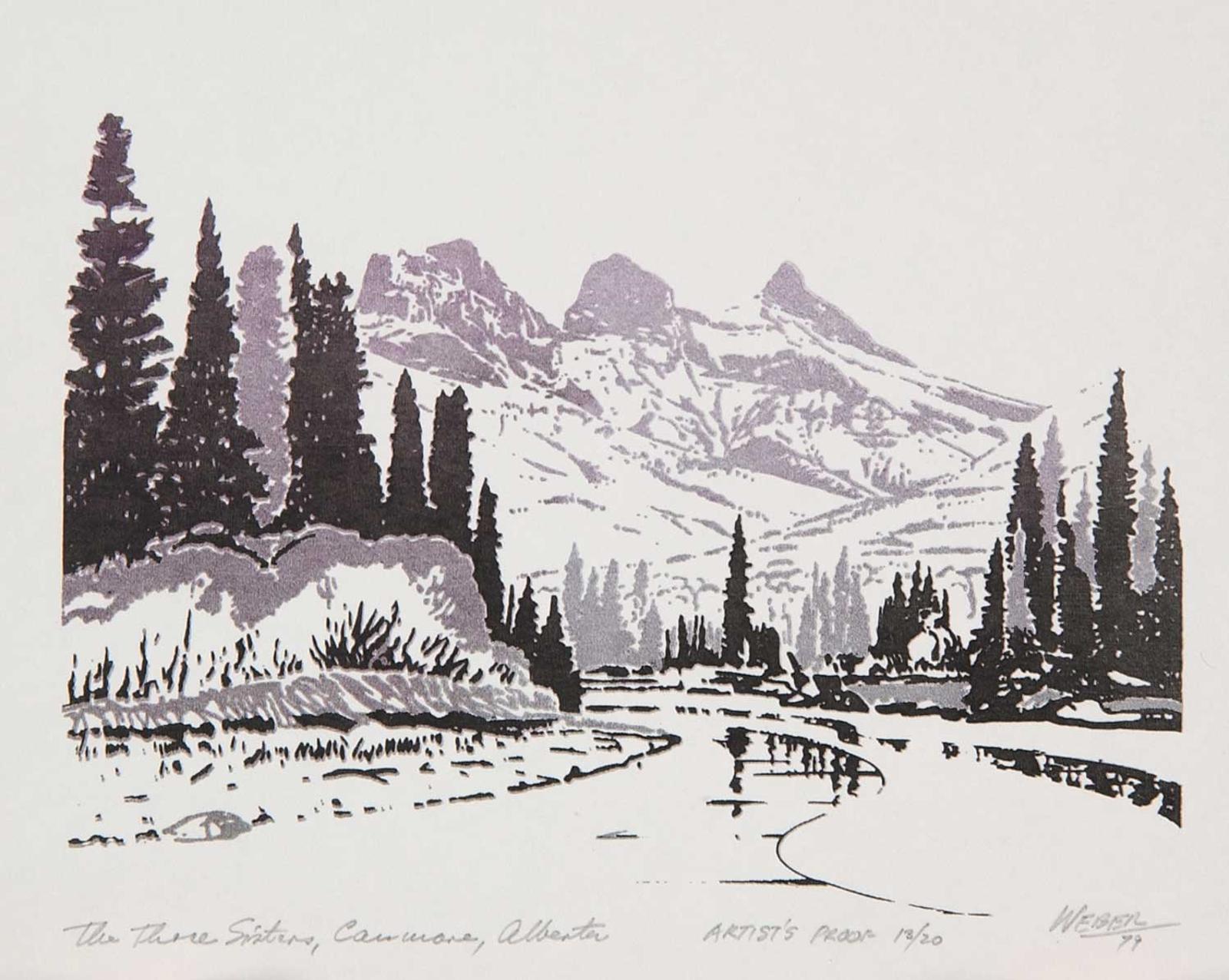George Weber (1907-2002) - The Three Sisters, Canmore, Alberta  #Artist's Proof 13/20