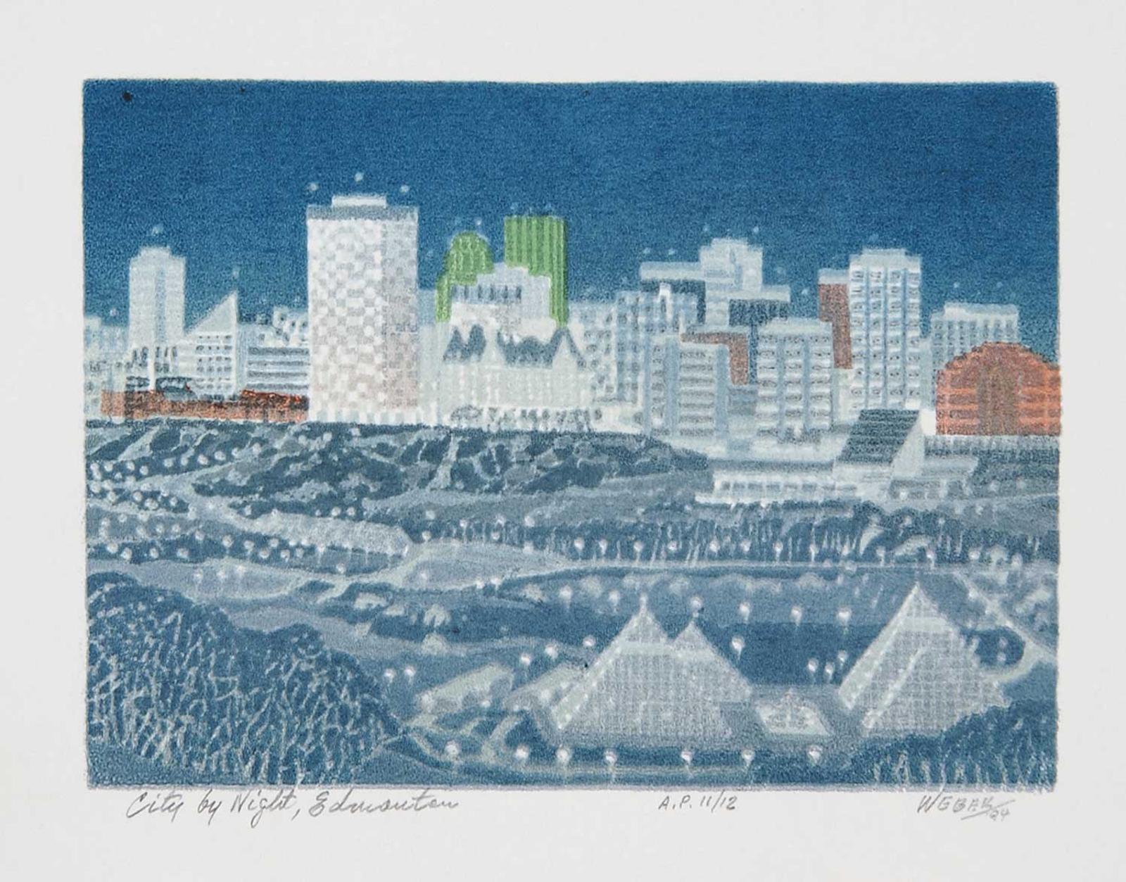 George Weber (1907-2002) - City by Night, Edmonton  #A.P. 11/200