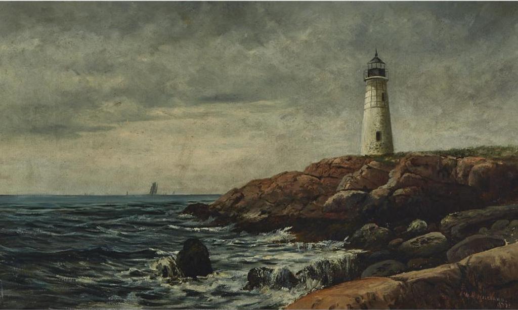 William Henry Hilliard (1836-1905) - Eastern Point Light House (Original Study From Nature), At Gloucester, Ma, 1877