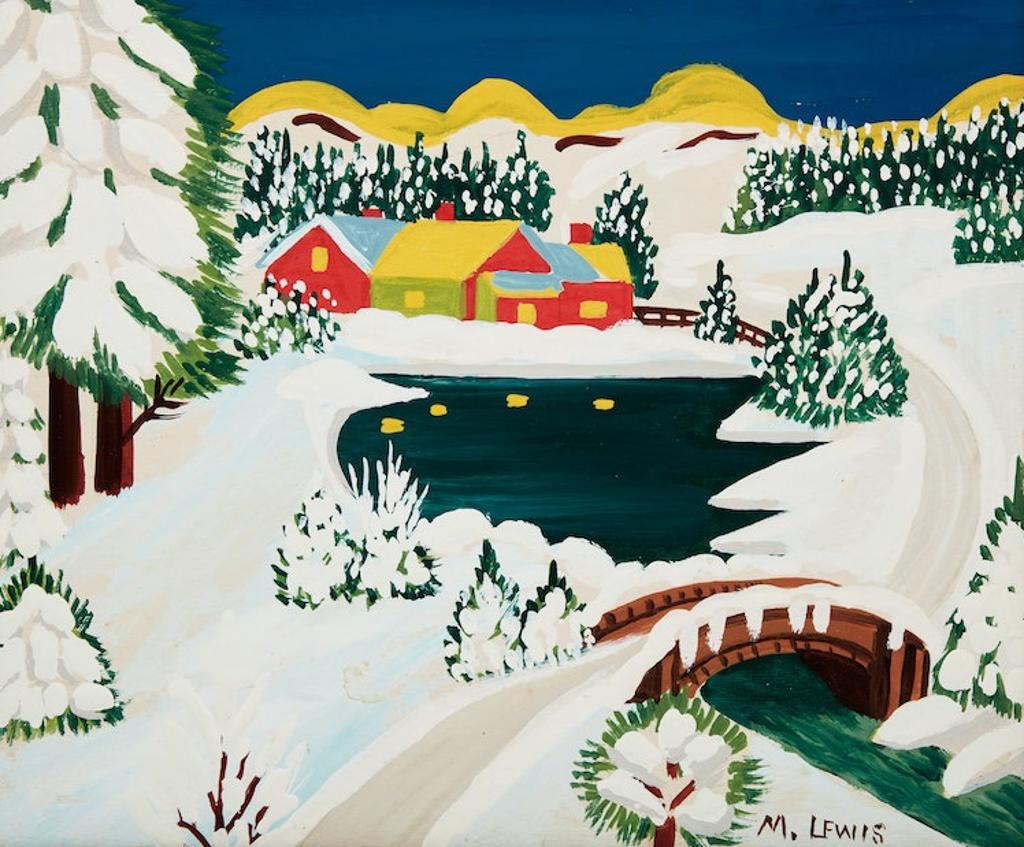 Maud Kathleen Lewis (1903-1970) - Village in Winter (Stone Bridge in Winter)