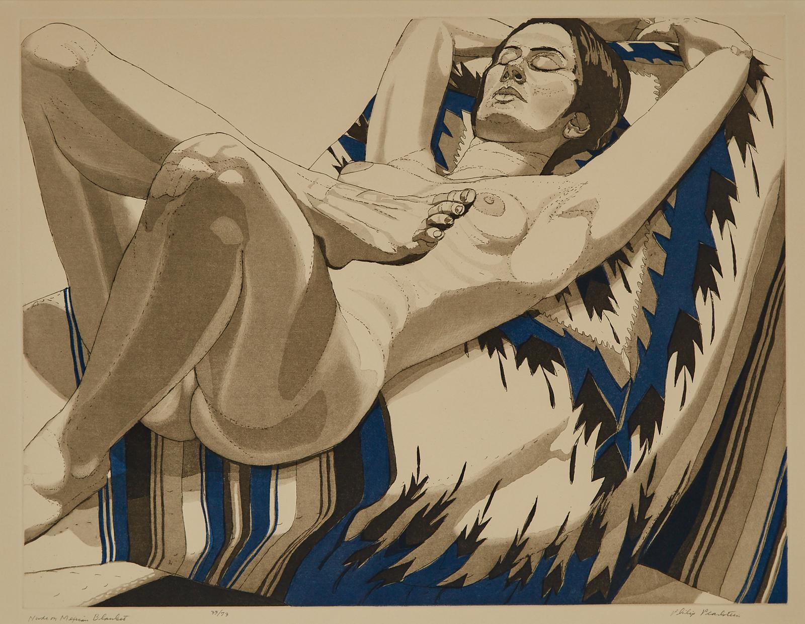 Philip Pearlstein (1924) - Nude On Mexican Blanket, 1972
