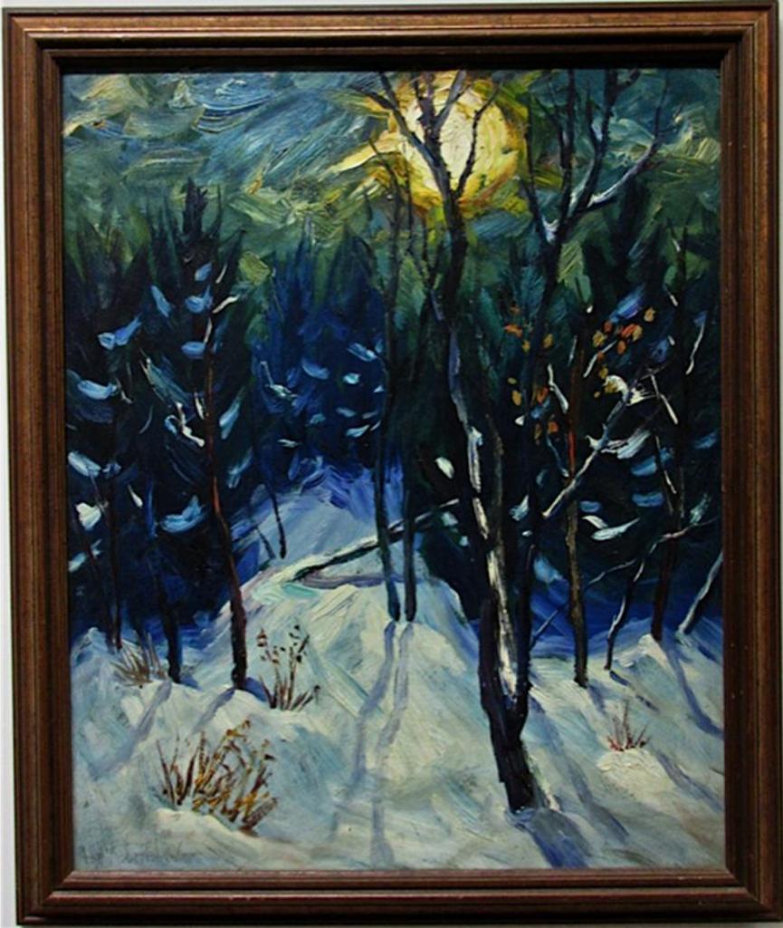 Ross Robertshaw (1919-1986) - Moonlit Winter Woodlands