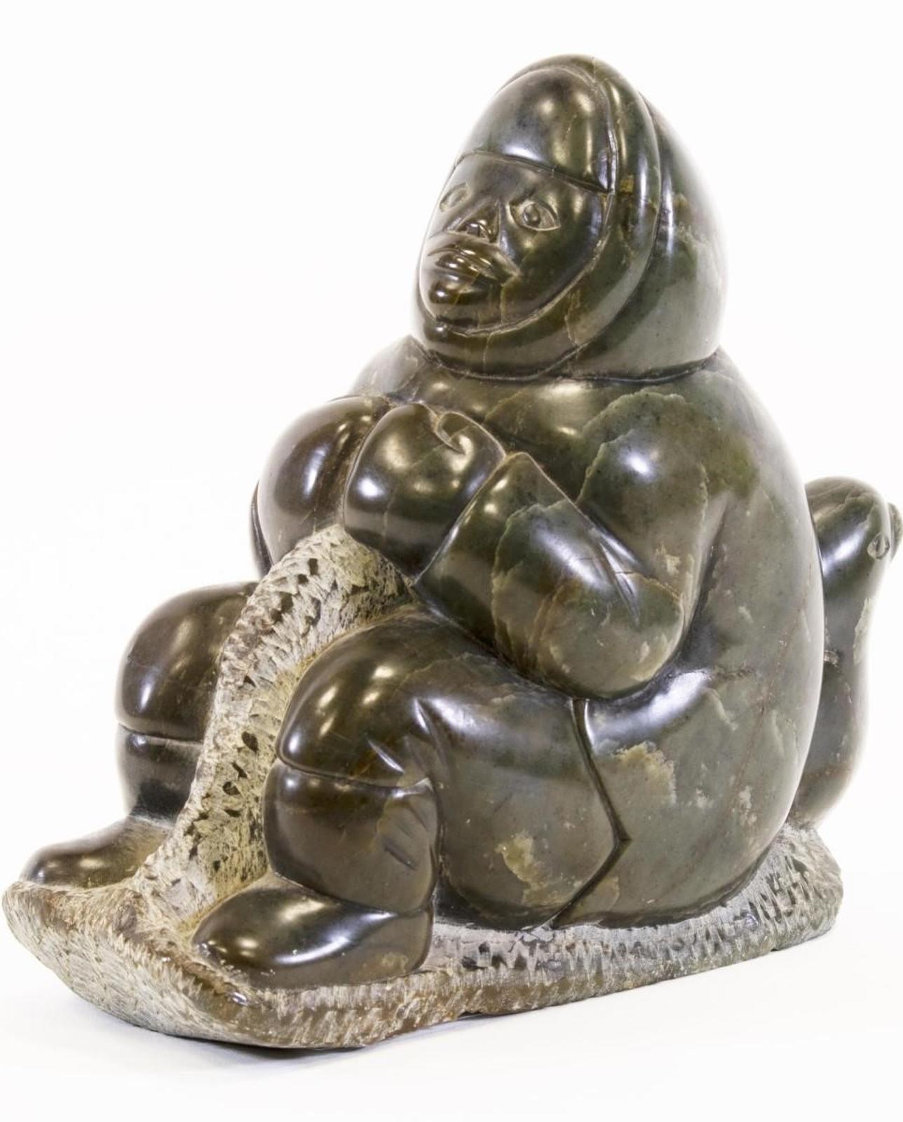 Conlucy Niviaxie (1940) - Seated Figure And Seal; 1977