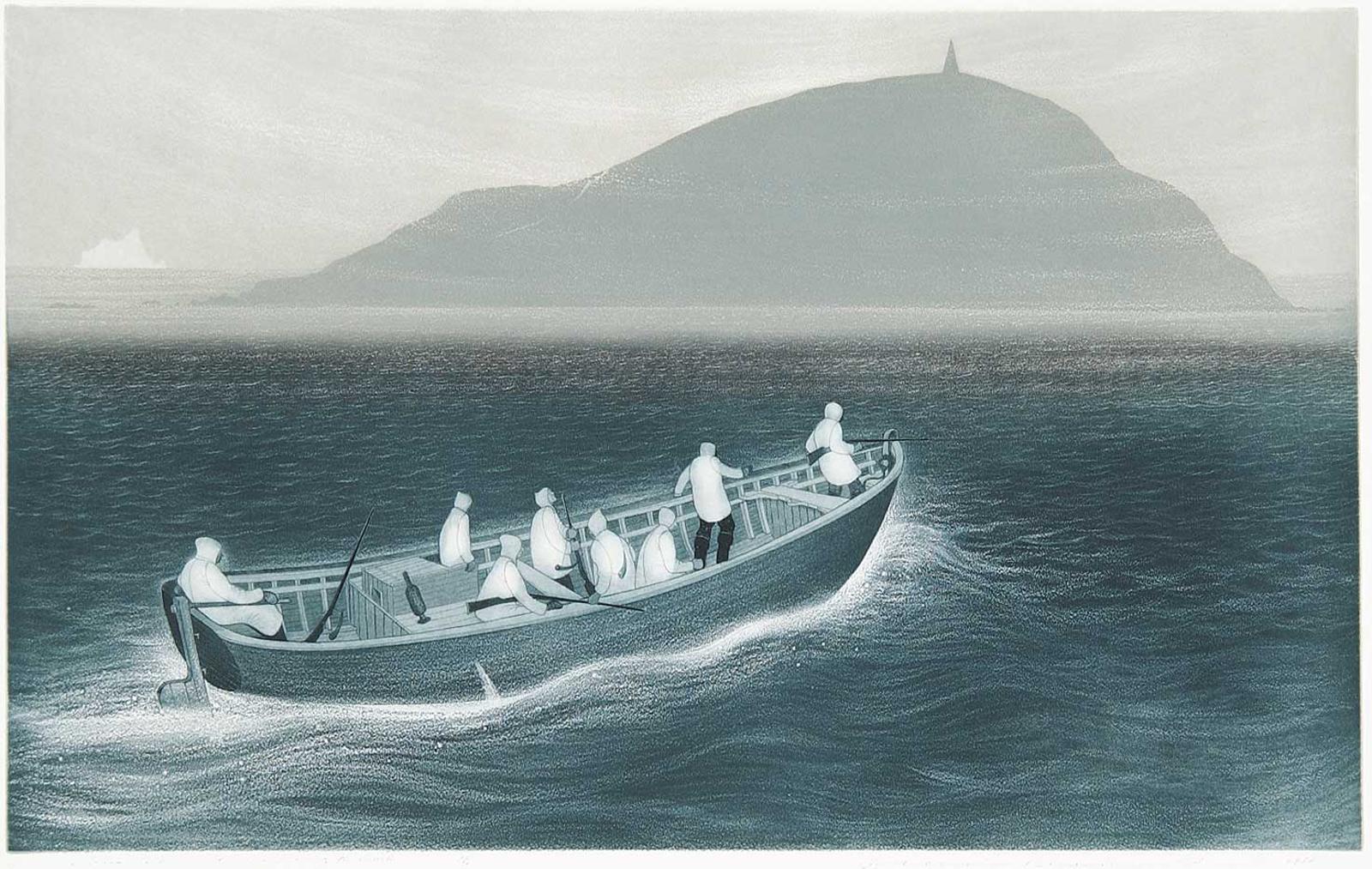 David Lloyd Blackwood (1941-2022) - Wesleyville, Seabird Hunters Crossing the Reach  #25/50