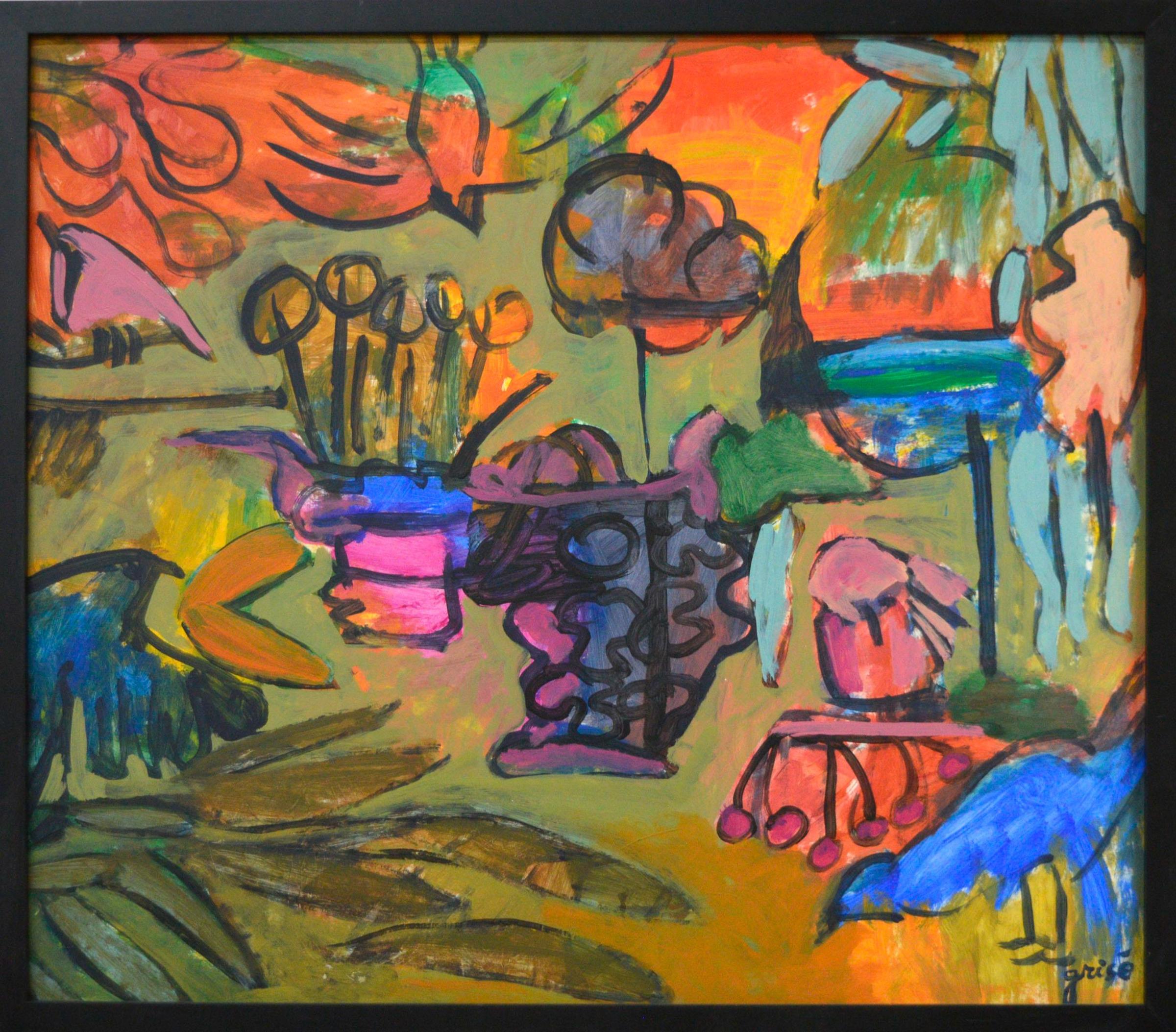 Nicole Elyse Grisé (1942) - jardin tropical avec oiseaux