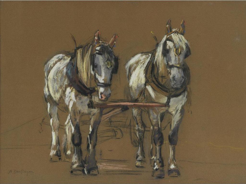 Alice Des Clayes (1891-1971) - Team Of White Horses; Head Of A Horse