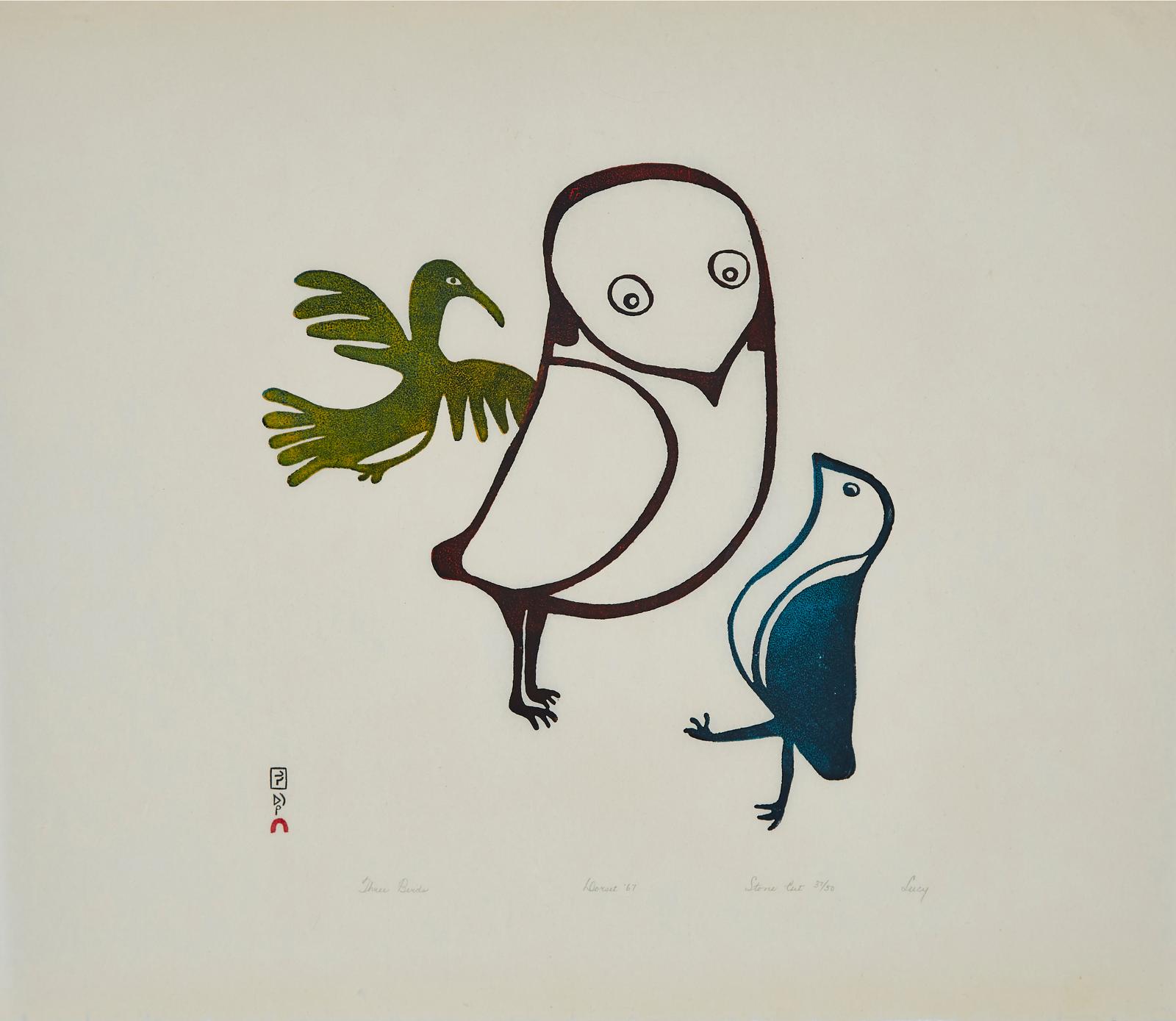 Lucy Qinnuayuak (1915-1982) - Three Birds