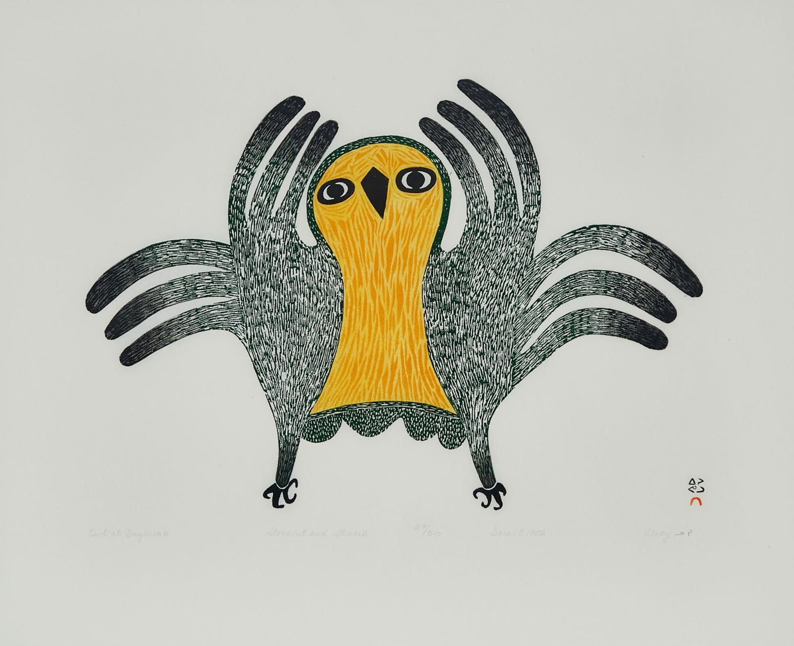 Lucy Qinnuayuak (1915-1982) - Owl At Daybreak