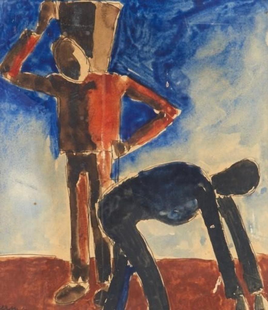 Josef Herman (1911-2000) - Two Peasants Working in the Field