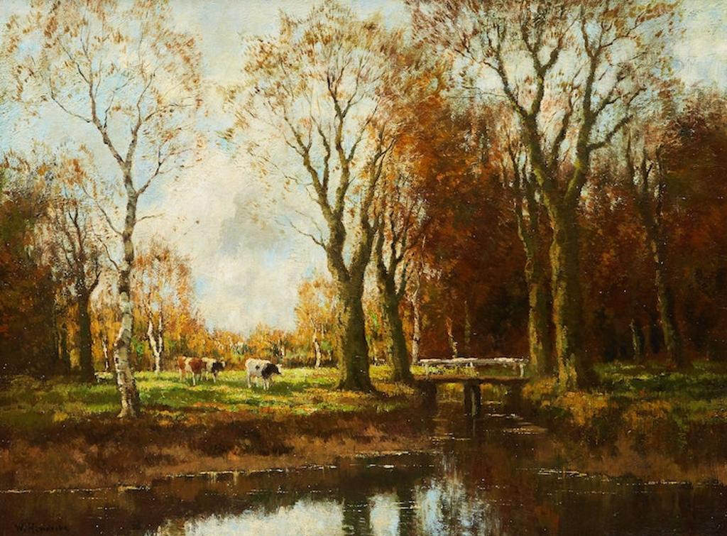 Willem Jr. Hendriks (1888-1966) - Little Bridge, Autumn Scene in Holland; Springtime in Holland