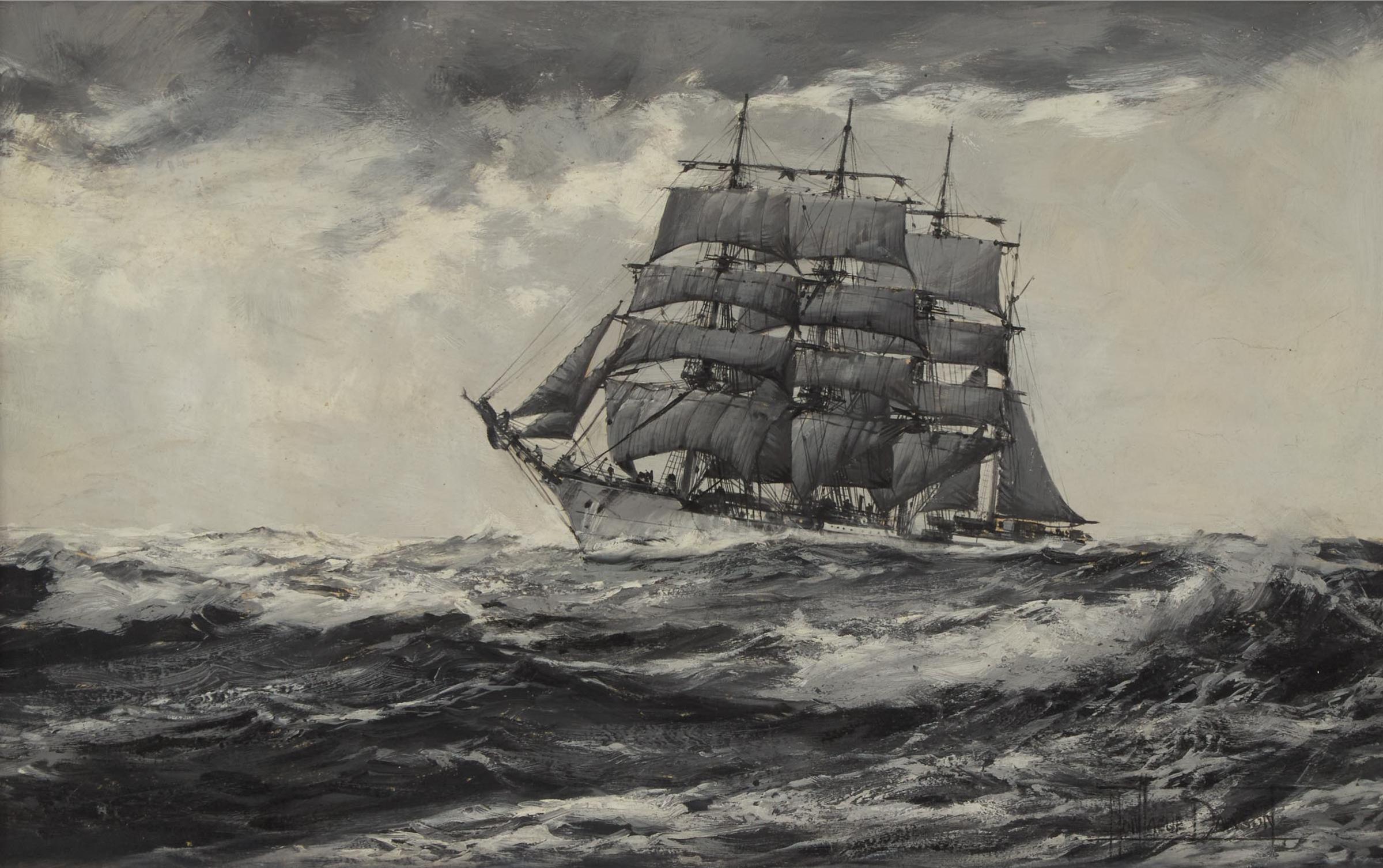 Montague J. Dawson (1895-1973) - On The High Seas In Wartime