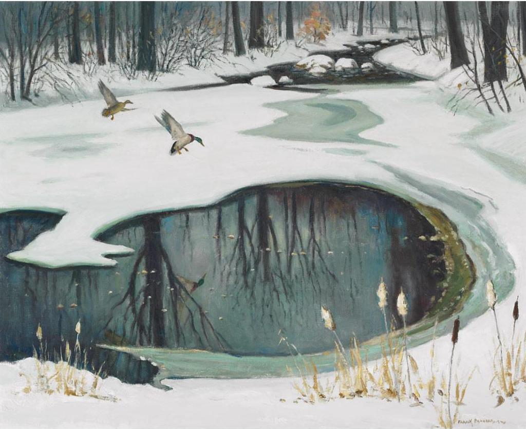 Frank Shirley Panabaker (1904-1992) - Ducks Landing On A Frozen Pond