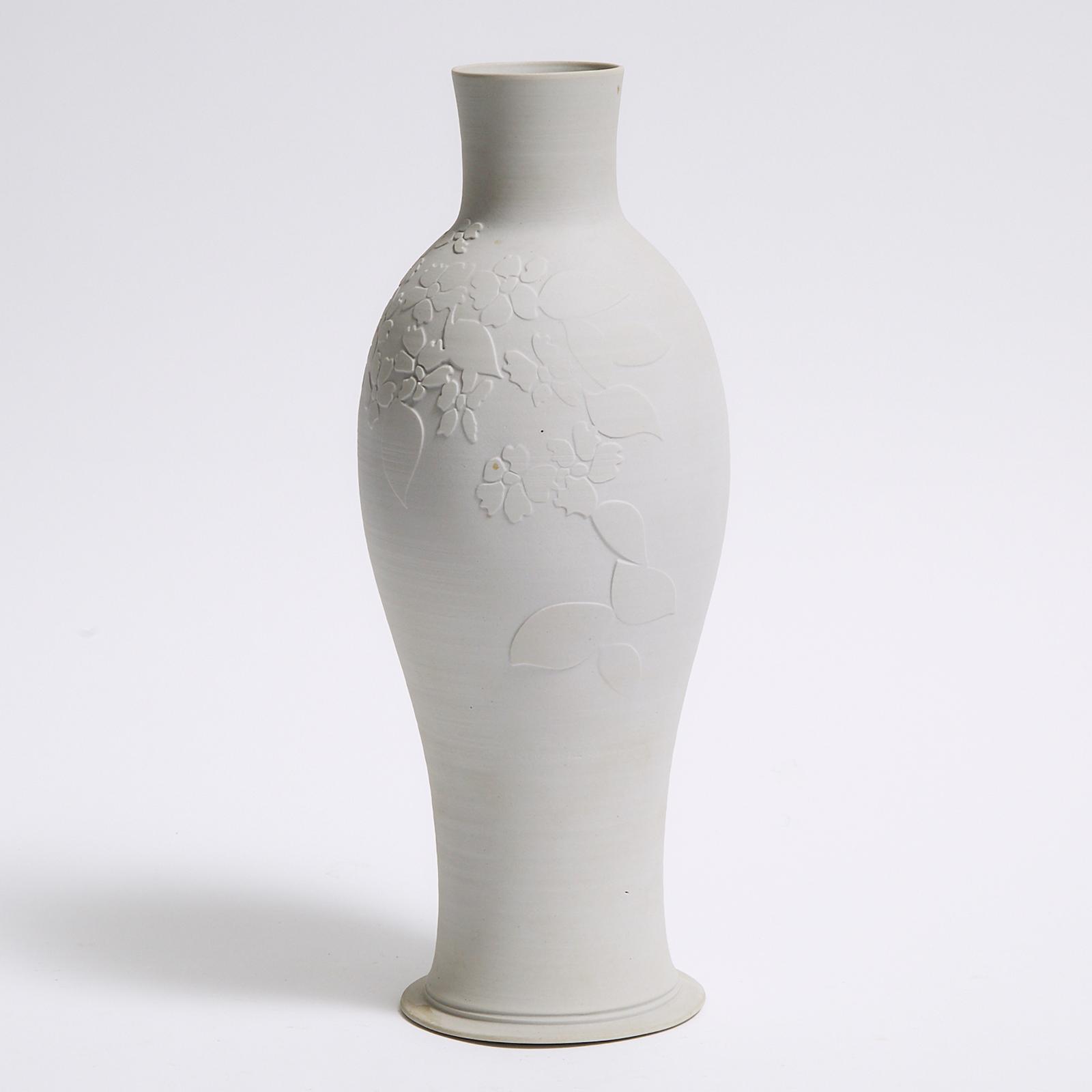 Harlan House (1943) - Unglazed Floral Bas-Relief Vase, 1977