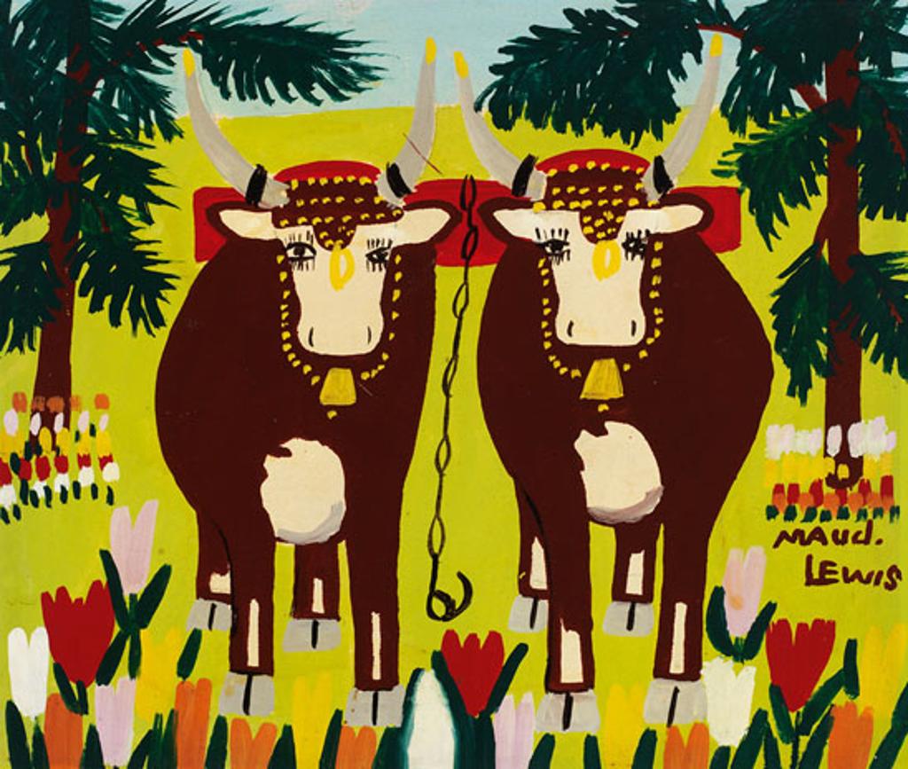 Maud Kathleen Lewis (1903-1970) - Oxen in Tulips