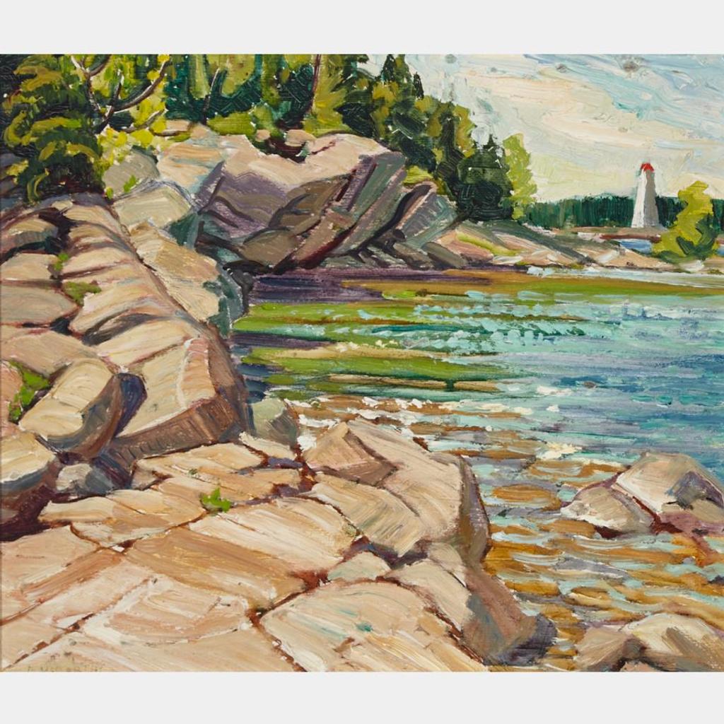 Doris Jean McCarthy (1910-2010) - Rocks And Lighthouse, Georgian Bay