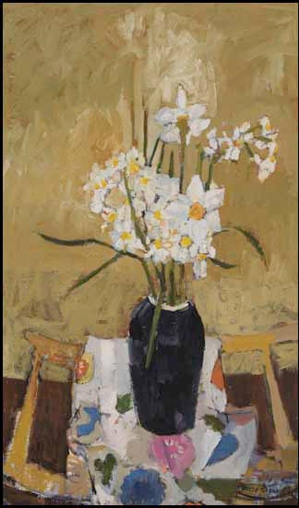 Molly Joan Lamb Bobak (1922-2014) - Japanese Cloth and Pot of Flowers
