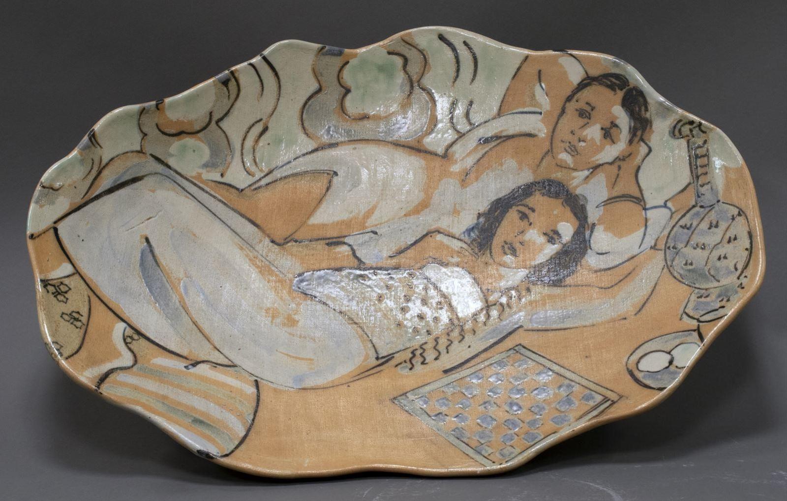 Carol (1948) - Young Odalisques In Morocco (Ode To Matisse) - Oval Pedestal Platter; 1989