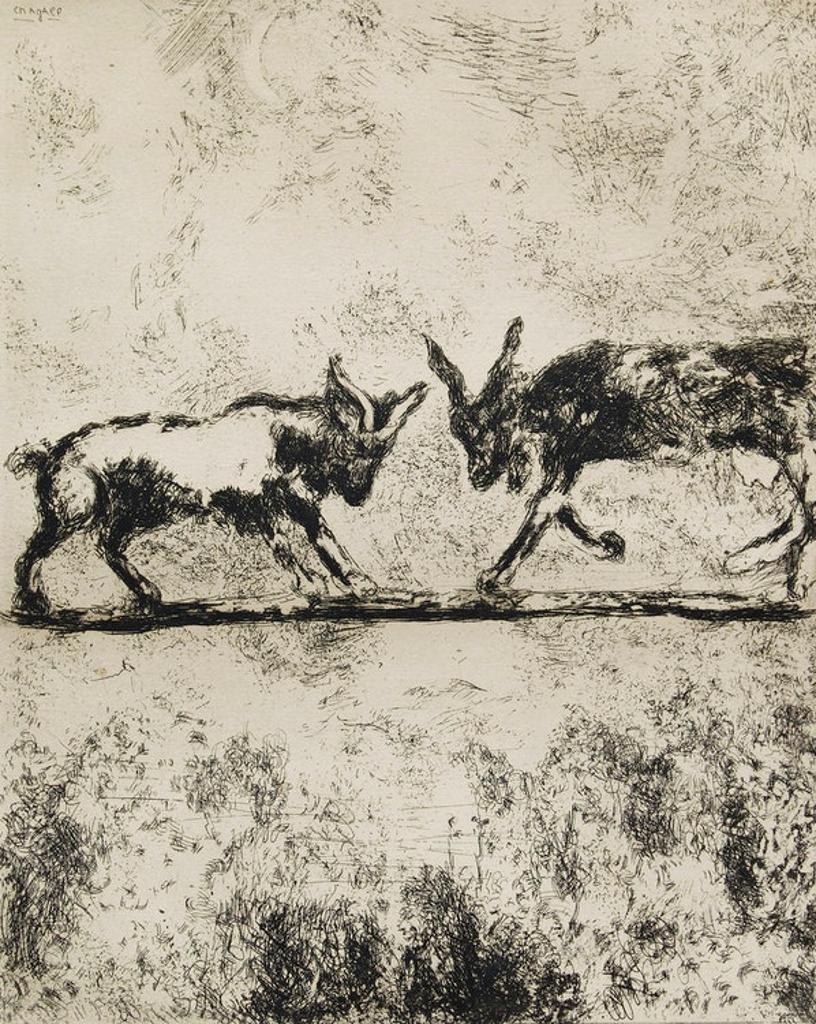 Marc Chagall (1887-1985) - Les Deux Chèvres (The Two Goats), Les Fables de la Fontaine, 1952 [plate 98, Cramer 22]