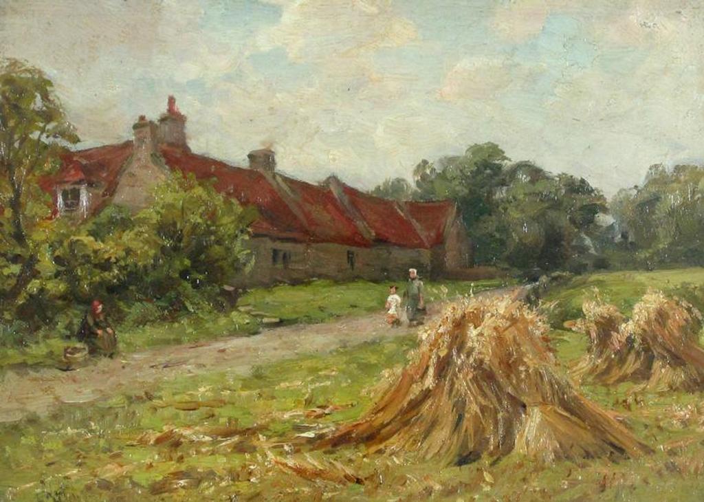 Hector Chalmers (1849-1943) - Figures On A Country Lane, Harvest Time