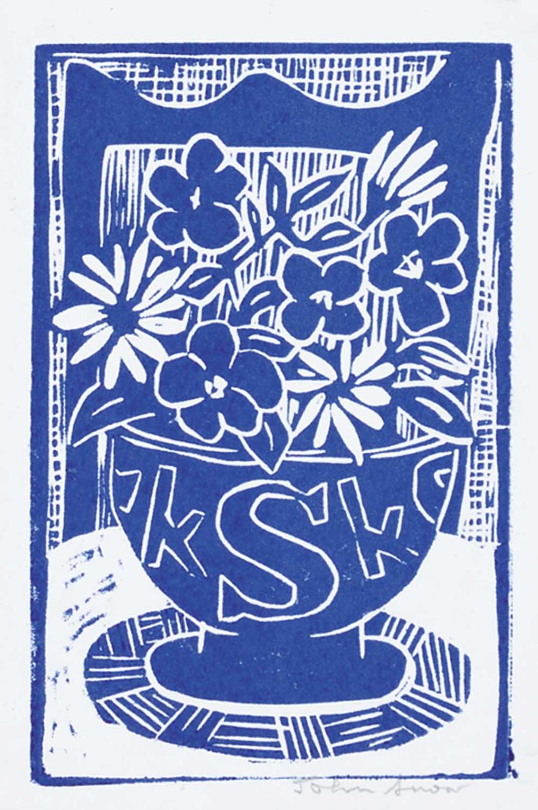 John Harold Thomas Snow (1911-2004) - Untitled - Floral Arrangement in Blue