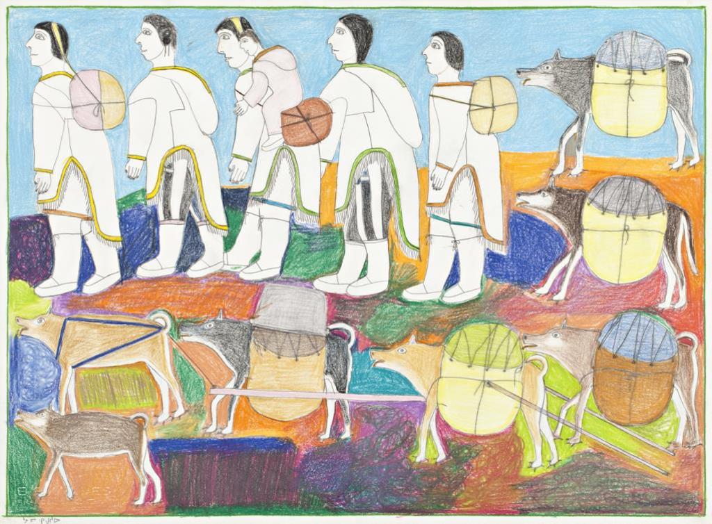 Janet Kigusiuq (1926-2005) - Untitled (Migrating Family), C. 1999