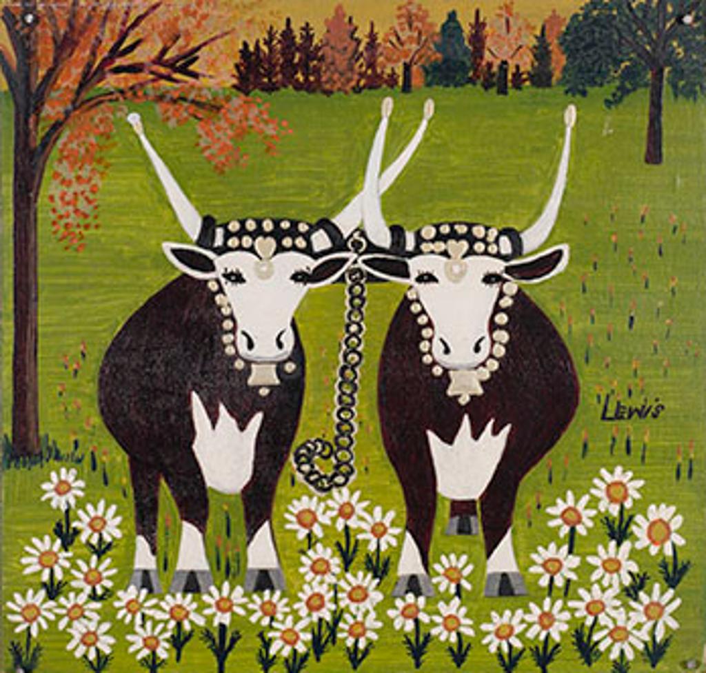 Maud Kathleen Lewis (1903-1970) - Two Oxen with Daisies