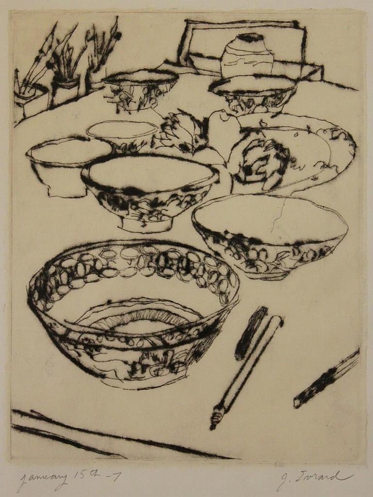 Jamie Evrard (1949) - Untitled- Still life of bowls