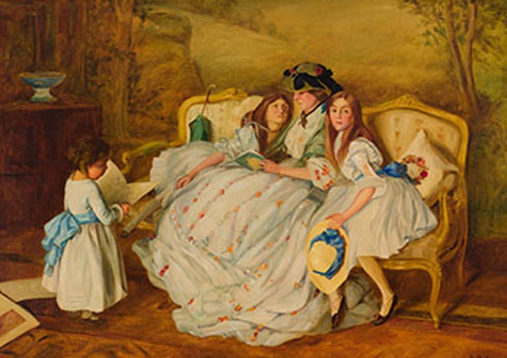 Henri Beau (1863-1949) - Story Time for the Three Daughters