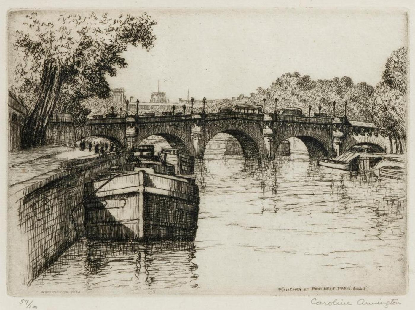 Caroline Helena Armington (1875-1939) - Peniches et Pont Neuf Paris