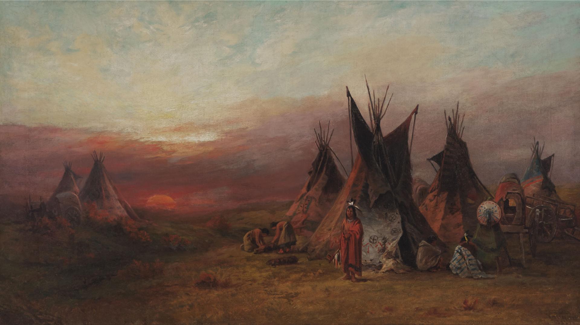 Frederick Arthur Verner (1836-1928) - Sioux Encampment At Sunset, 1881