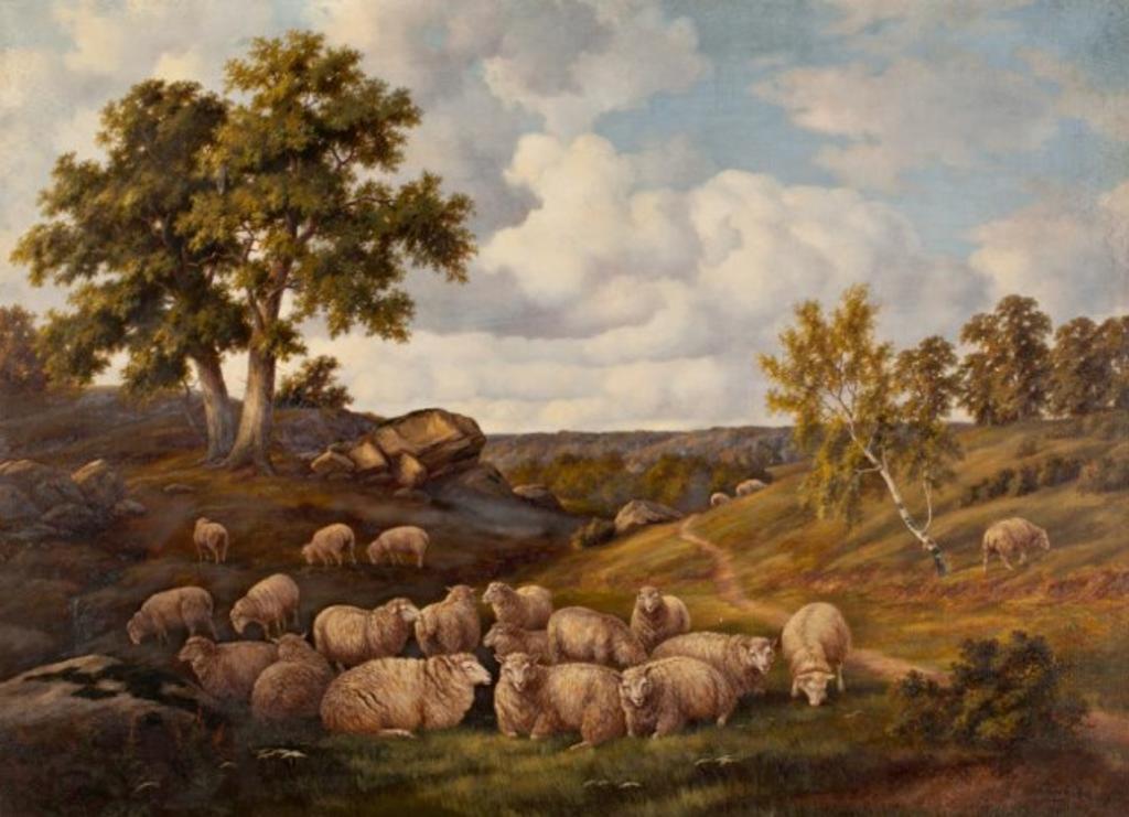 Henry Harold Vickers (1851-1918) - Sheep in a Glen