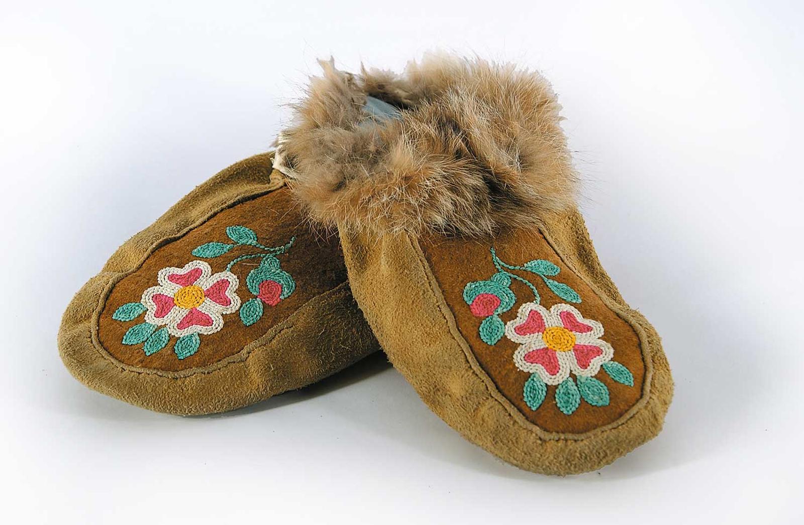 Aller School - Untitled - Embroidered Moccasins with Fur