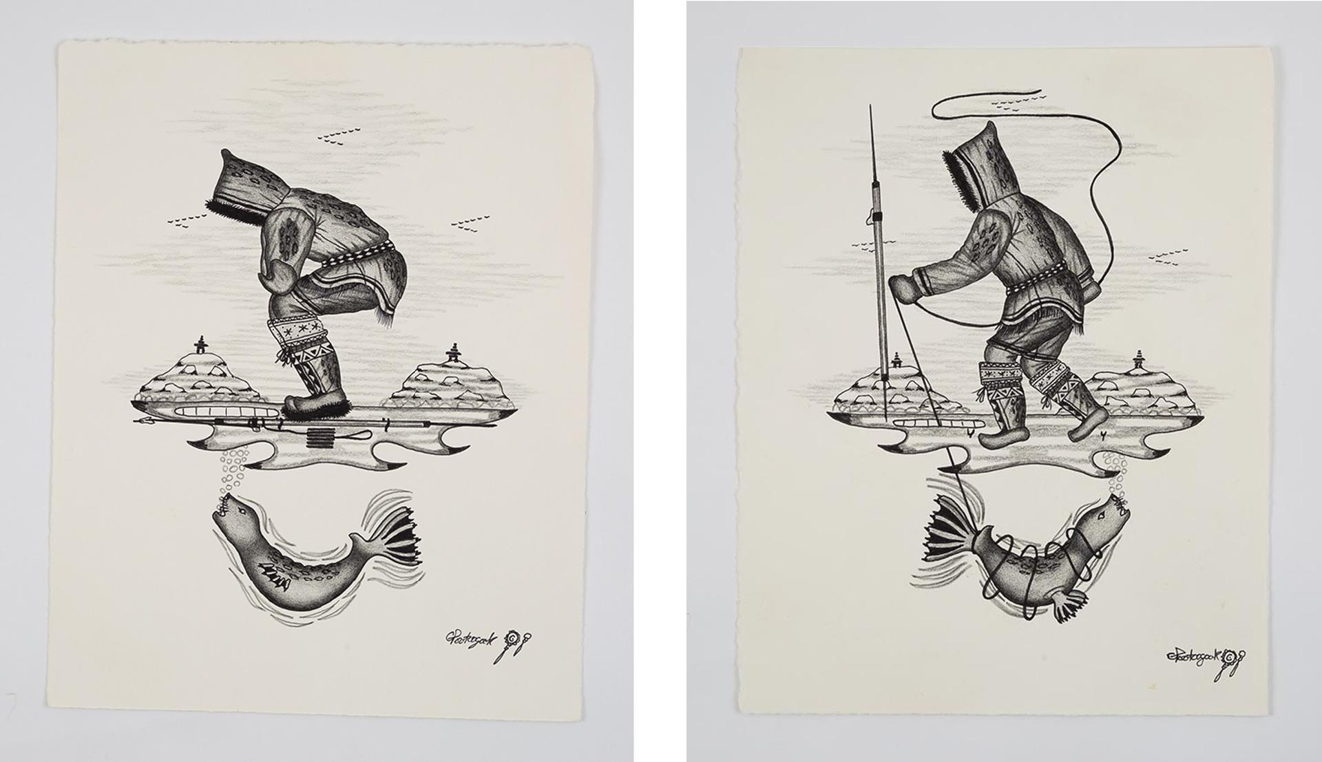 Goo Pootoogook (1957) - Two Fishing Scenes