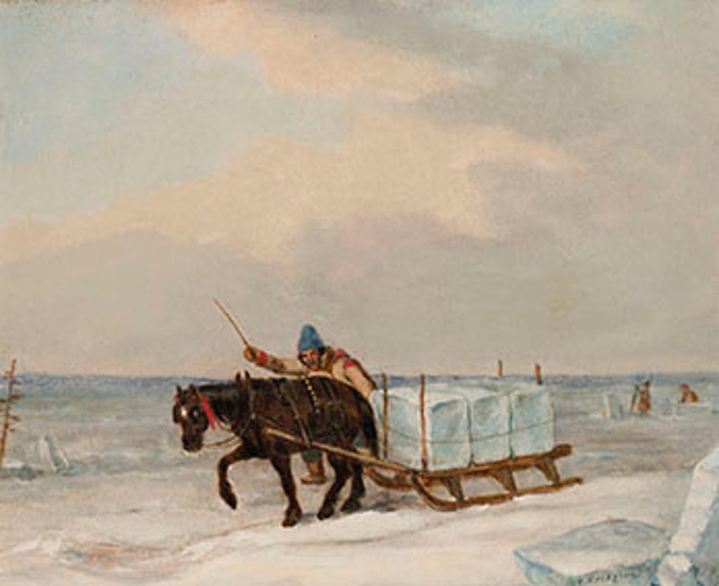 Cornelius David Krieghoff (1815-1872) - Cutting Ice on the River