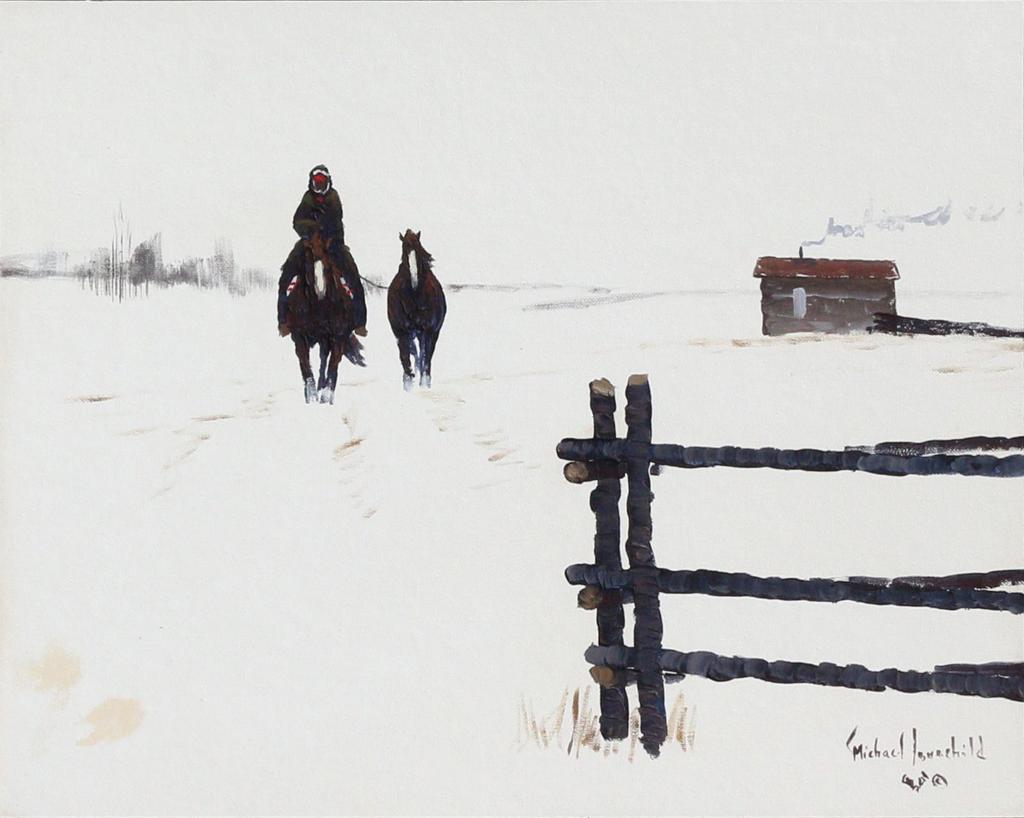 Michael Lonechild (1955) - Rider On A Wintry Day; 1990