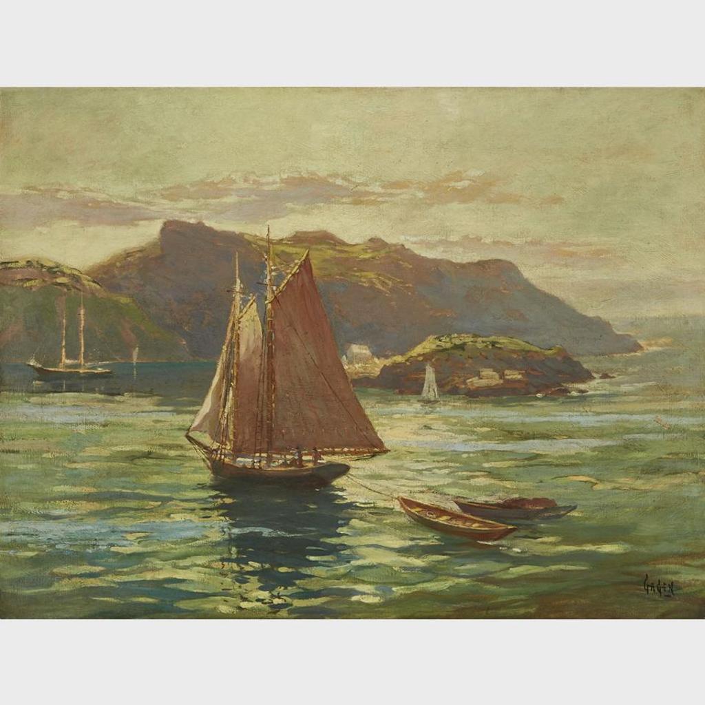 Robert Ford Gagen (1847-1926) - Sailboats And Rocky Shoreline