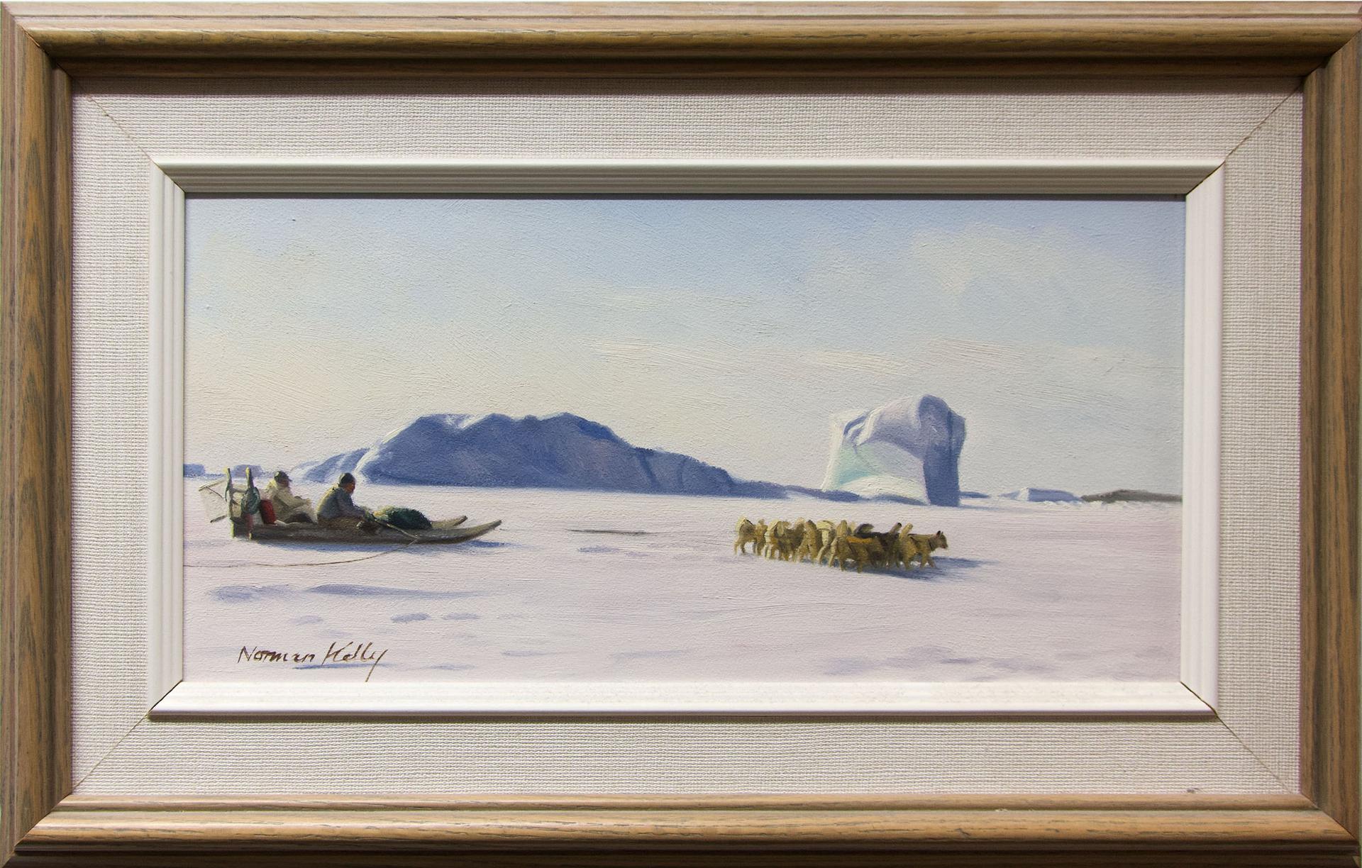 Norman Kelly (1939) - Sledding Across A Frozen Sound Or Fiord In N.W. Greenland