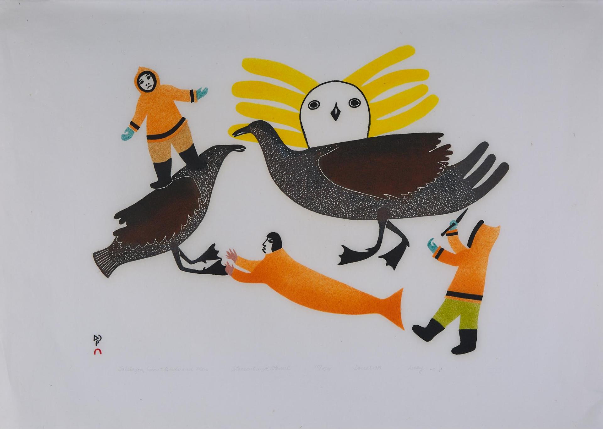 Lucy Qinnuayuak (1915-1982) - Talelayou, Giant Birds And Men