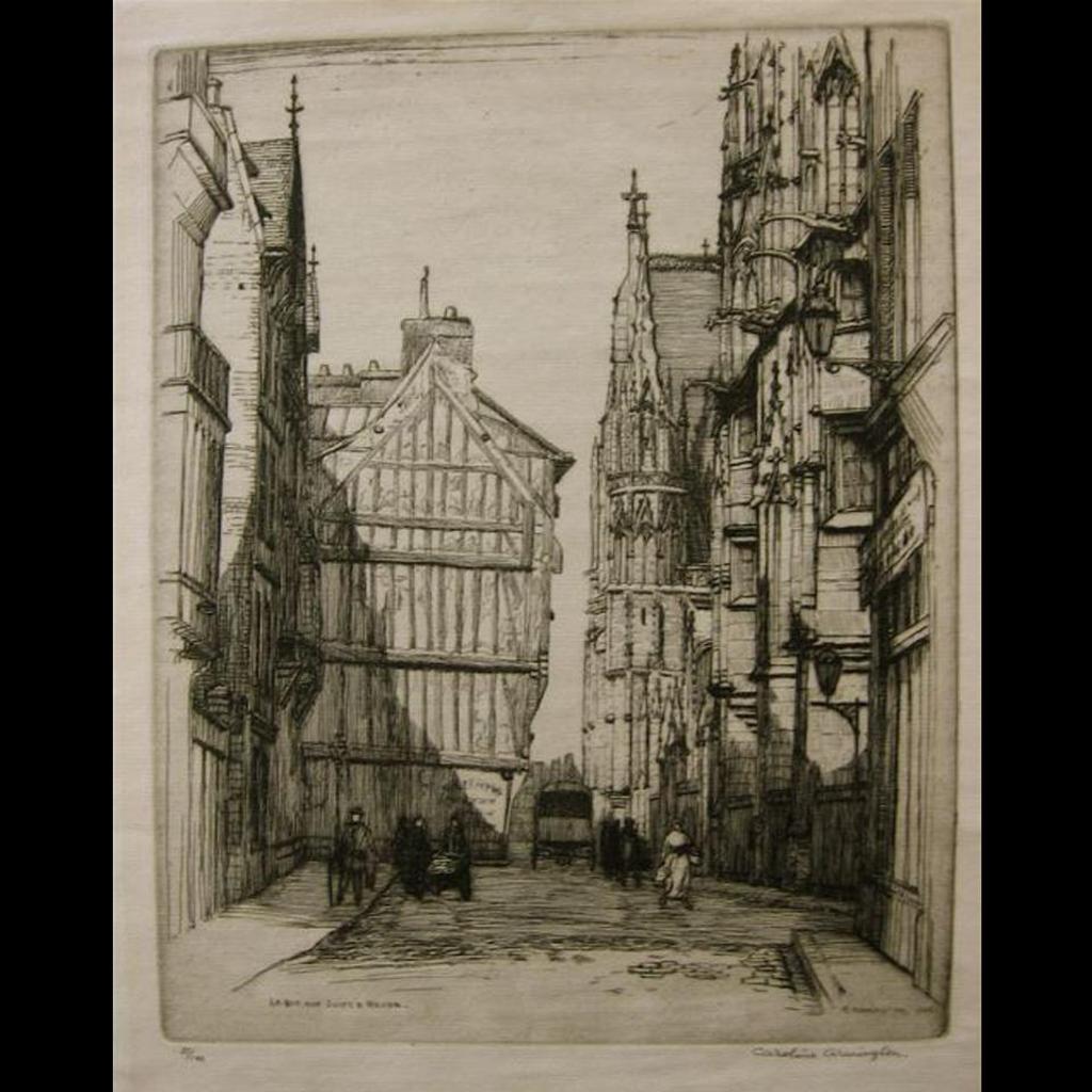 Caroline Helena Armington (1875-1939) - La Rue Aux Juifs A Rouen; Maison De L’Arcade Mont St. Michel; Quai Vert Et Lepont Au Cheval, Bruges; La Tourelle Principale, Cluny, Paris