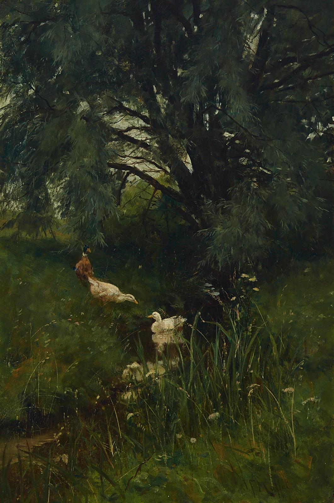 John Fred Moffat (1880-1888) - Ducks At A Grassy Bank