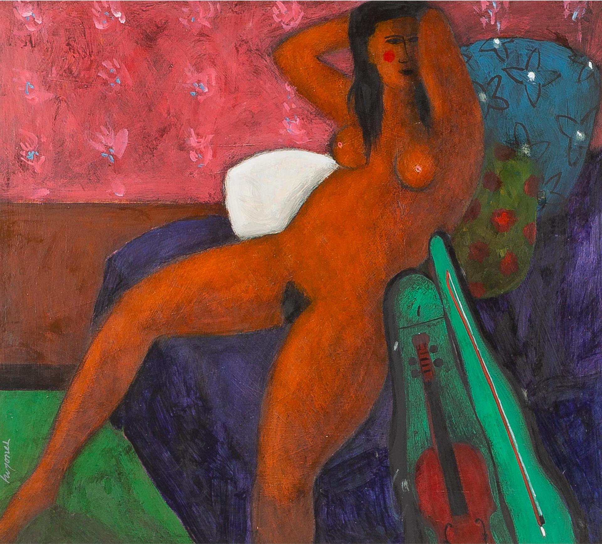 Henry Wanton (Jimmy) Jones (1925-1986) - Reclining Nude With Violin