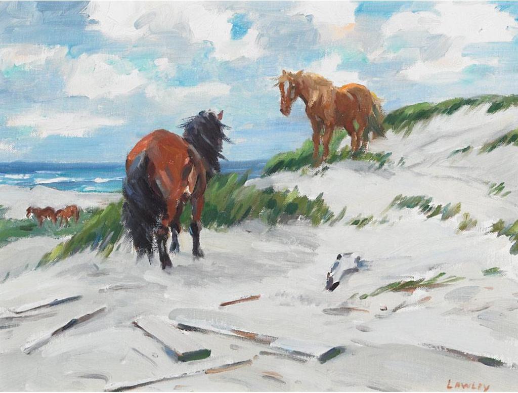 John Douglas Lawley (1906-1971) - Two Young Stallions, 1962
