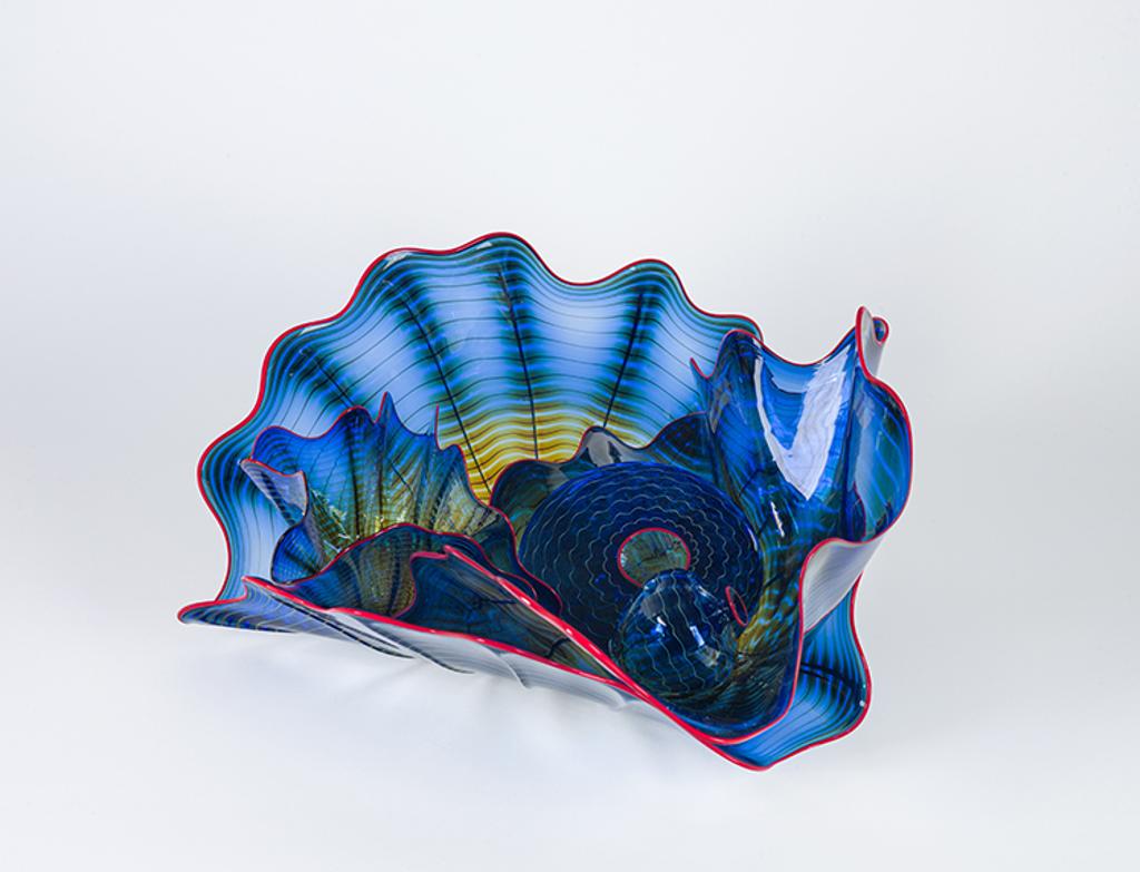 Dale Chihuly (1941) - King's Blue Persian with Scarlet Lip Wraps (5 pieces)