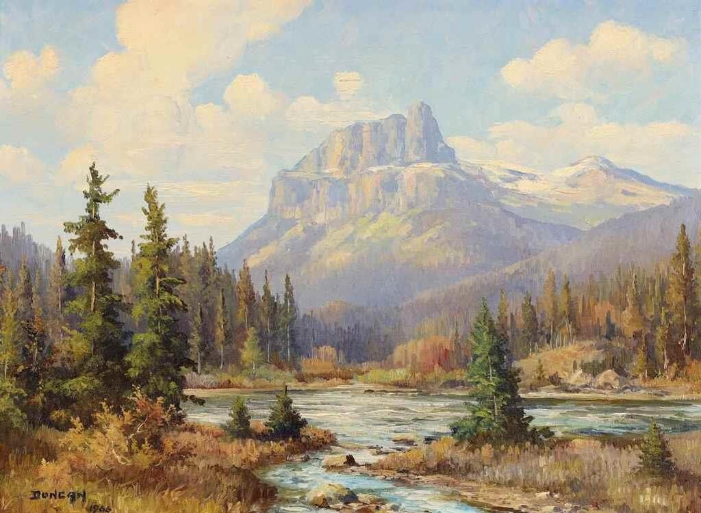 Duncan Mackinnon Crockford (1922-1991) - Castle Mountain And Bow River, Alta; 1966