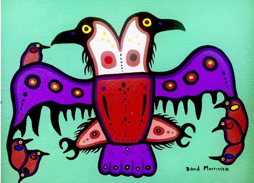 David Alfred Morrisseau (1961) - Double Headed Thunderbird with Chickadee Clan