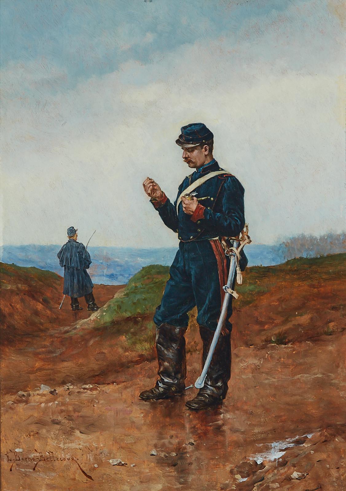Étienne Prosper Berne-Bellecoeur (1838-1910) - The Picket; A Quiet Moment; Lighting Up, 1908