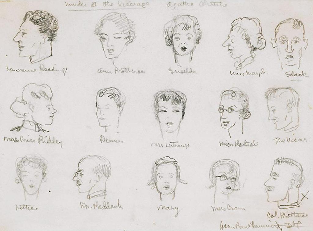 Jean Paul Lemieux (1904-1990) - Character Portrait Studies For “Murder At The Vicarage” By Agatha Christie