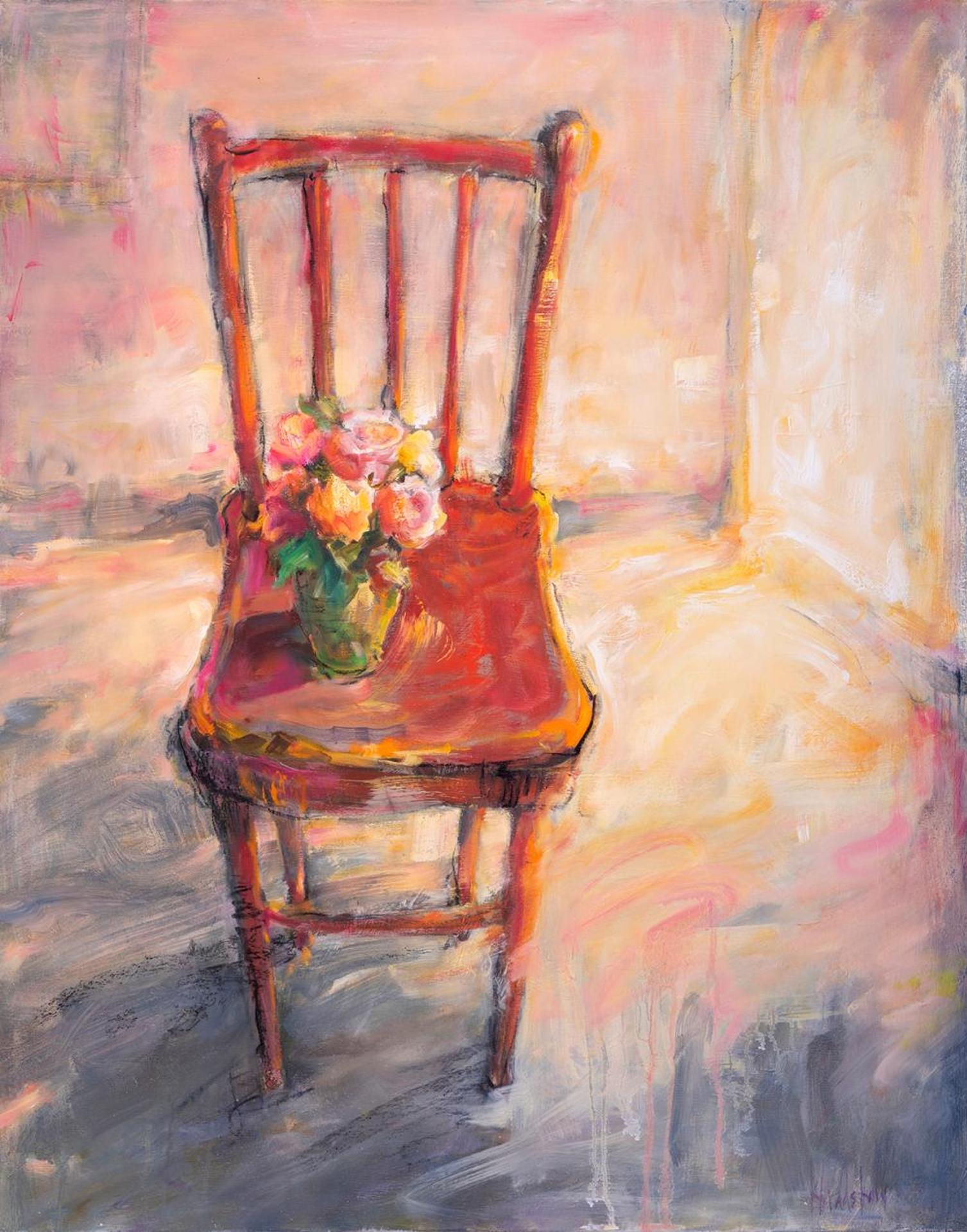 Kathy Bradshaw (1961) - Roses on Red Chair II